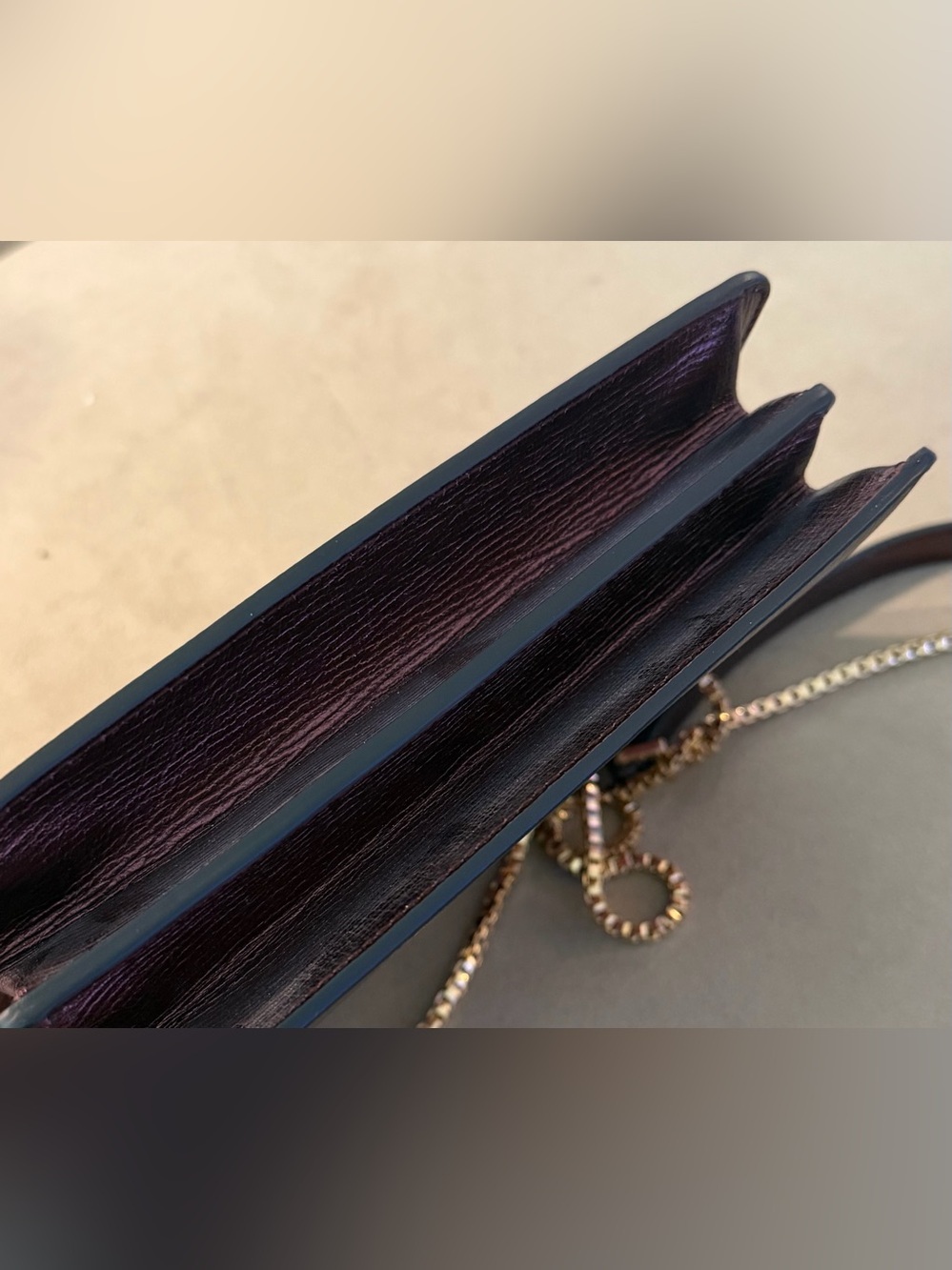 Elegant Metallic Burgundy Thalia Shoulder Bag with Gold Accent 8x6x2 - Picture 6 of 11